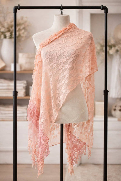 Lace Scarf Shawl –Coral