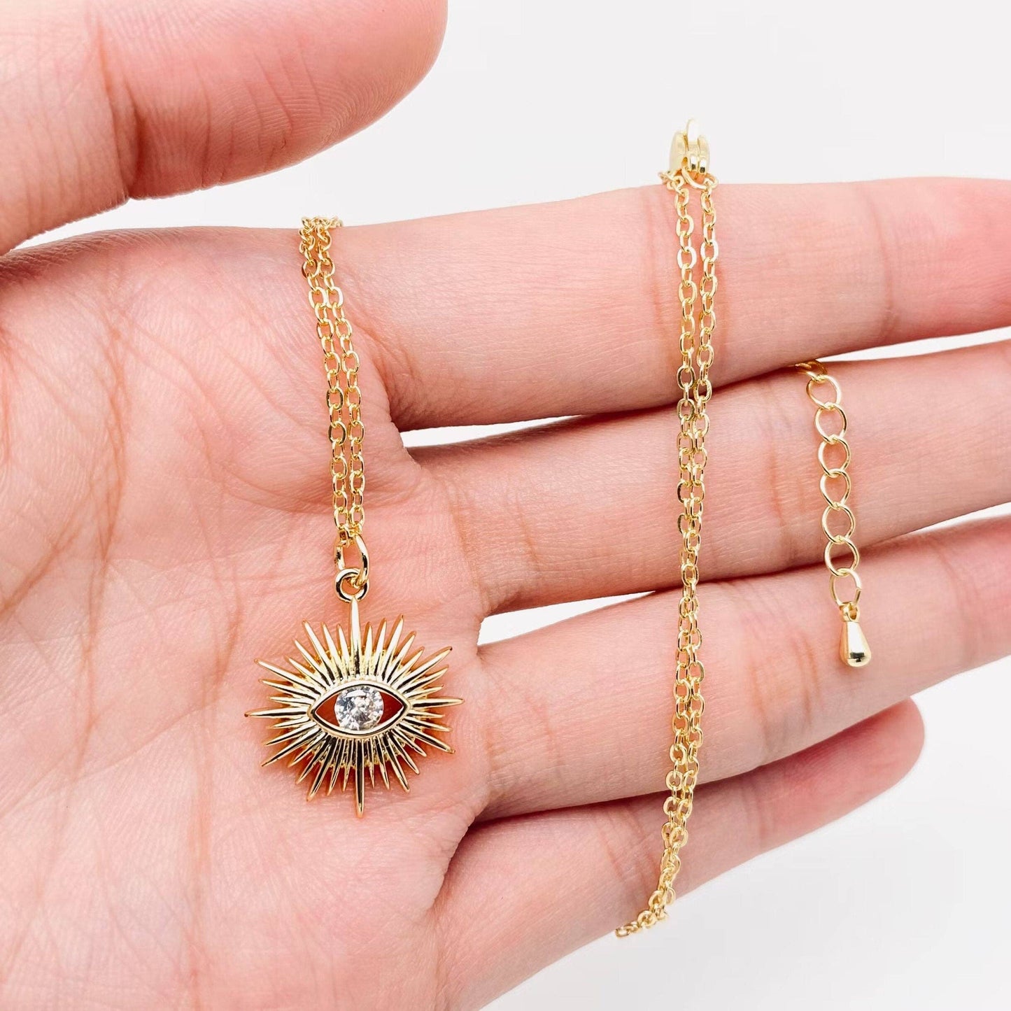 Evil Eye Inlaid Zircon Pendant Necklace