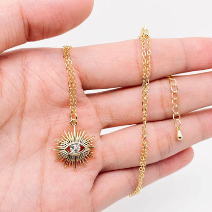 Evil Eye Inlaid Zircon Pendant Necklace