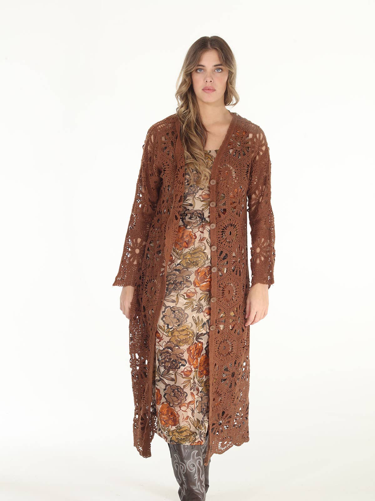 Crochet Duster - Brown