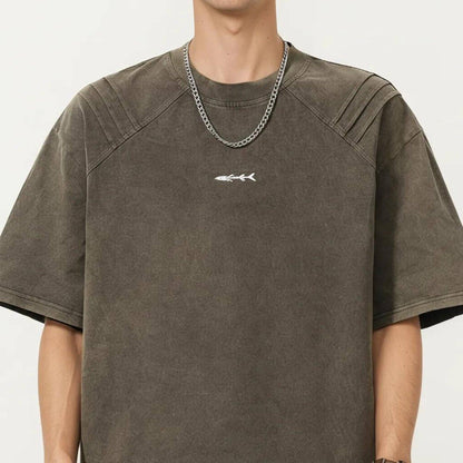 Men's Short Sleeve Crew Neck Graphic T-Shirt with Relaxed Fit - Brown