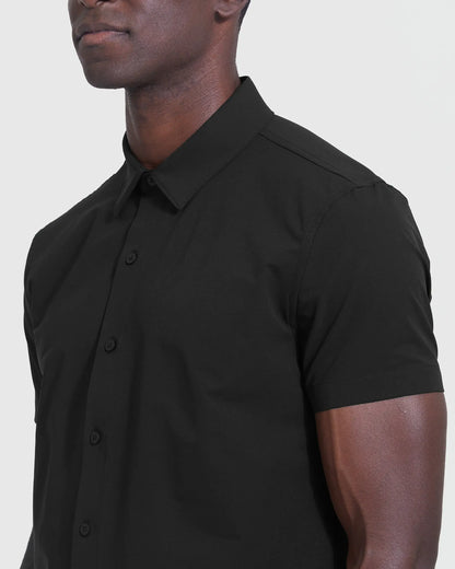 Mens Short Sleeve Button Up Shirt | Commuter | Black