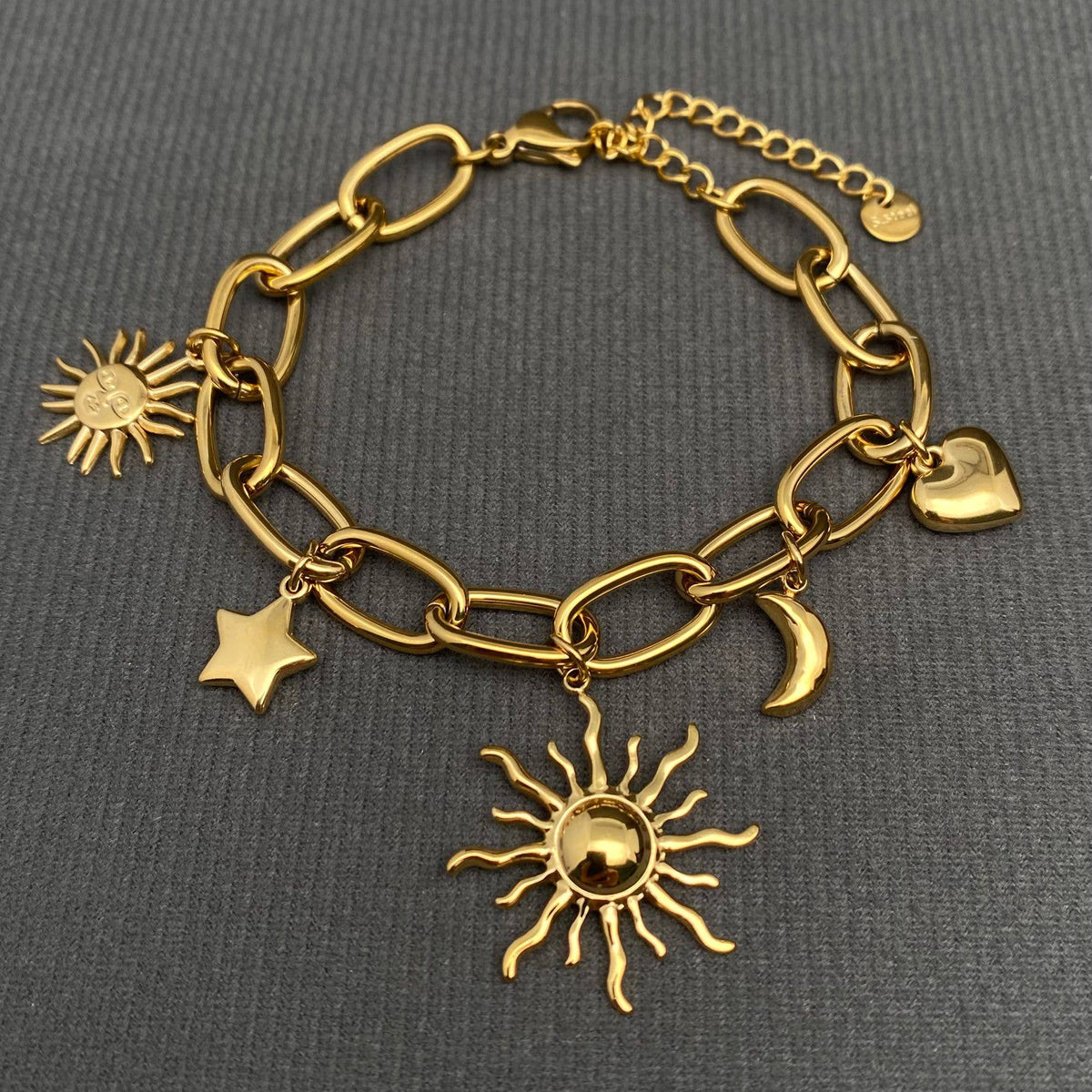 Sun Moon Star 18K Gold Plated S.Steel Bracelet - FGS/MS