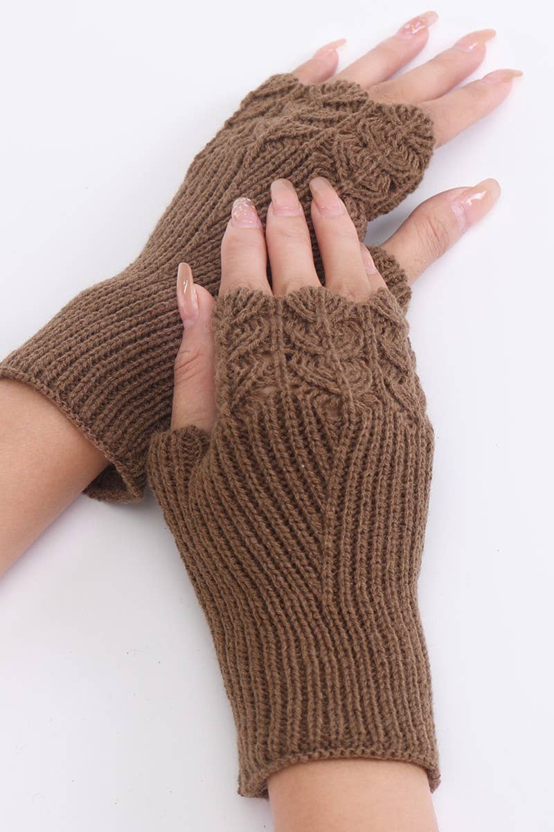 Knit Hand Warmers - Khaki O/S