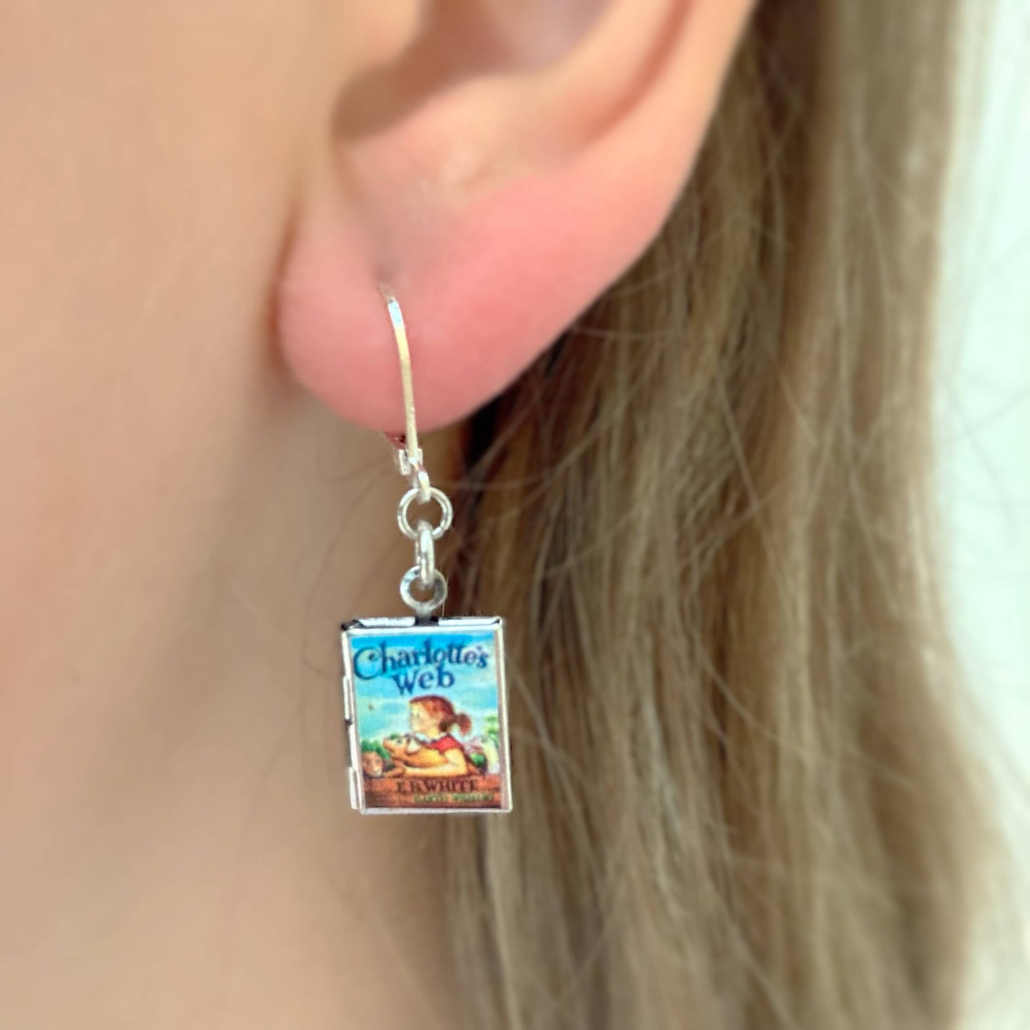 Earrings Book Locket Charlotte's Web