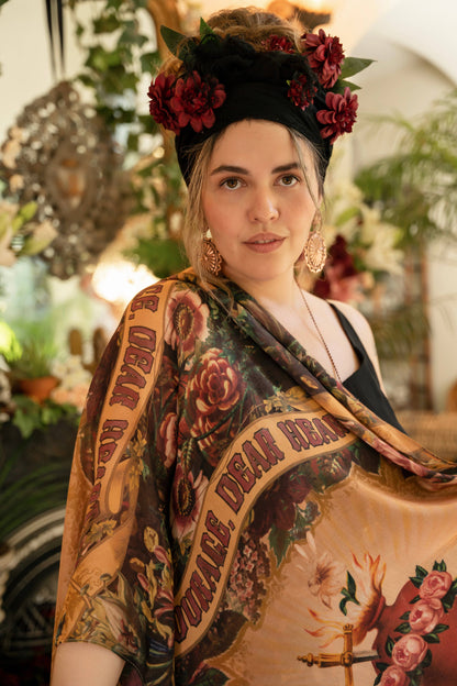Courage Dear Heart Scarf with Sacred Heart