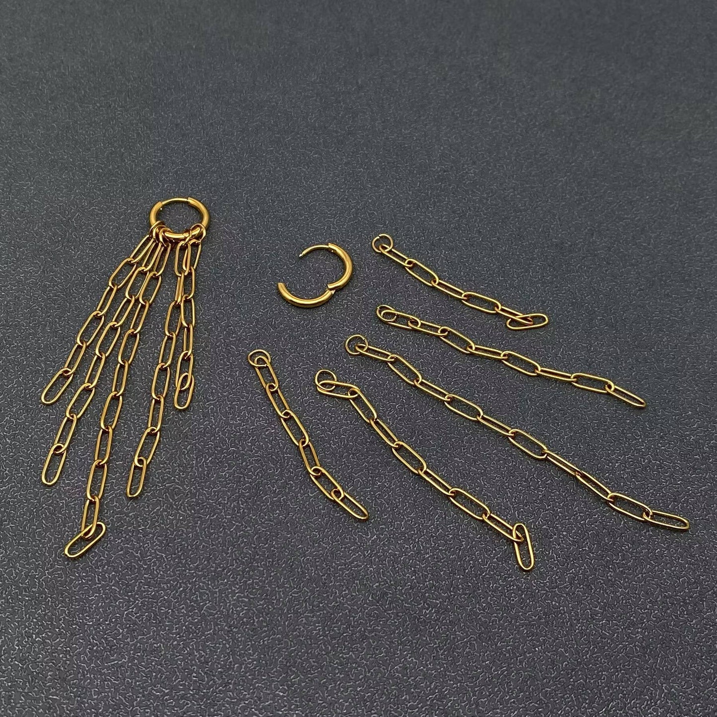 18K Gold Plated S.Steel Chain Fringe Huggie Earrings