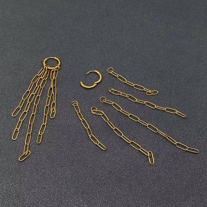 18K Gold Plated S.Steel Chain Fringe Huggie Earrings