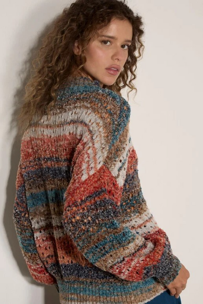 Mixed Yarn Boho  Long Sweater