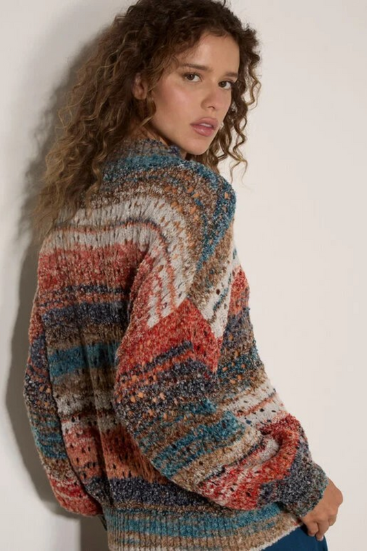 Mixed Yarn Boho  Long Sweater