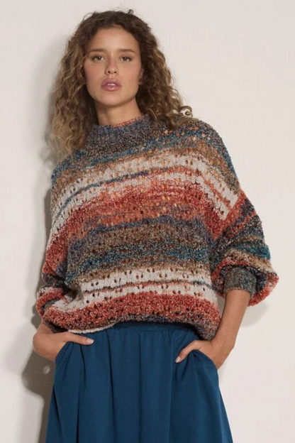 Mixed Yarn Boho  Long Sweater
