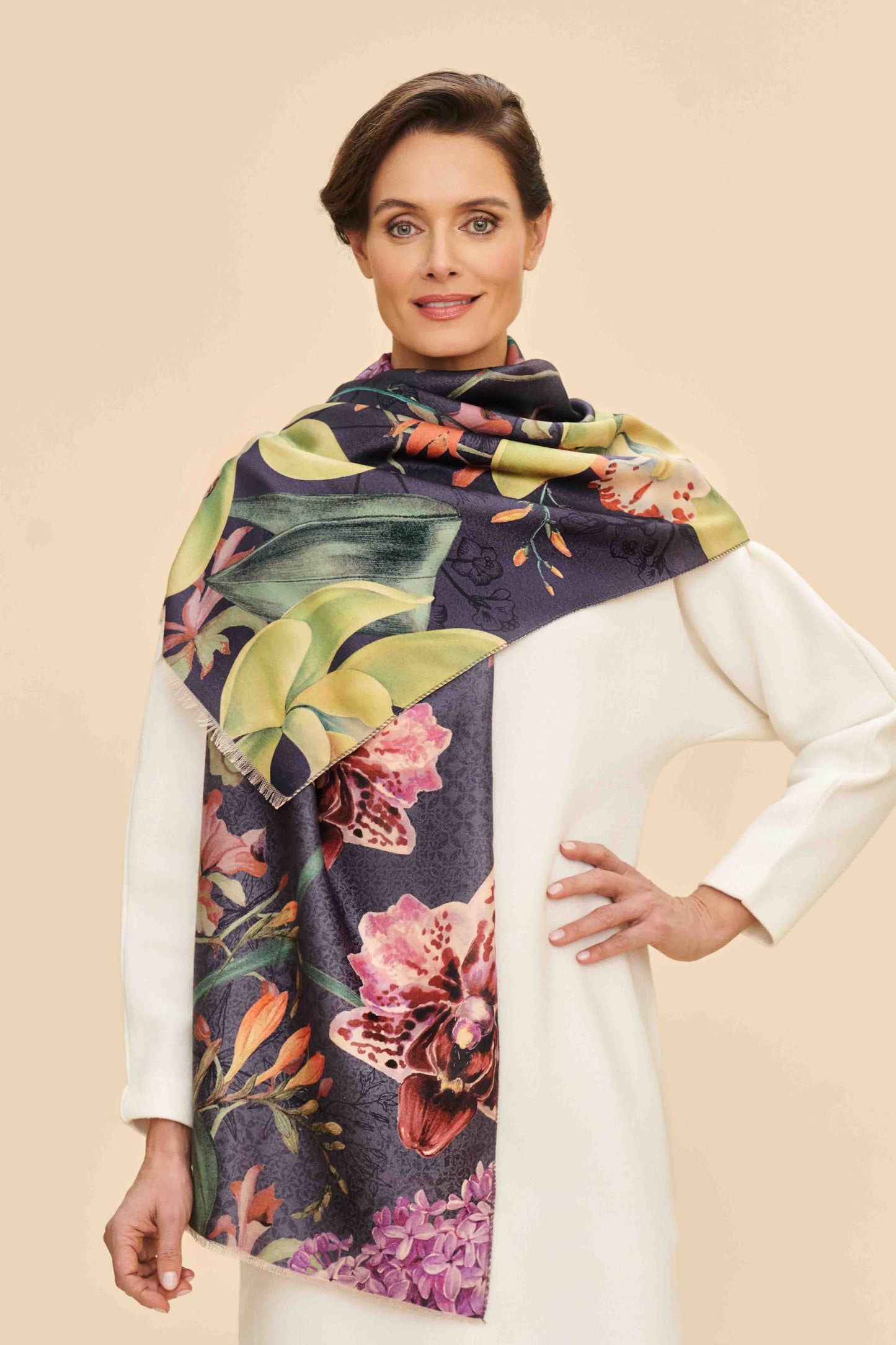 Luxurious Exotic Evening Scarf - Ink