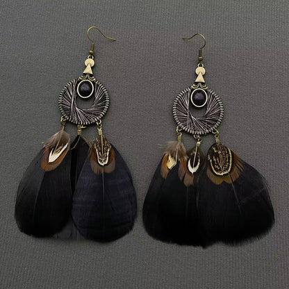 Black Feather Dangle Earrings