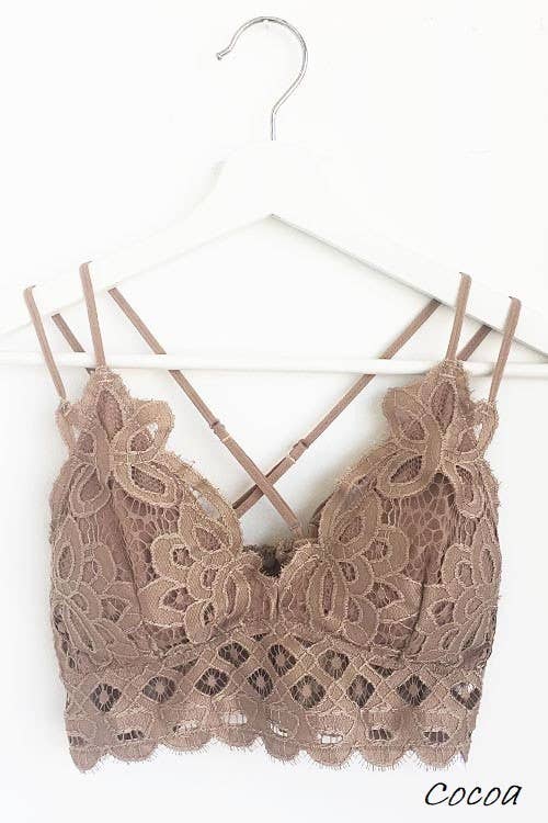 Plus Size Scalloped Lace Cami Bralette -(Choose Color)