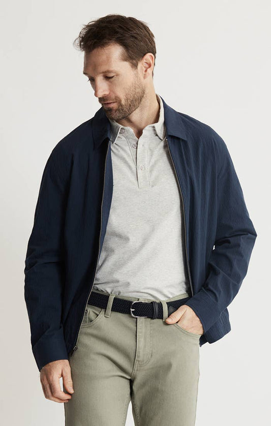 Charles Seersucker Full Zip Jacket - Navy