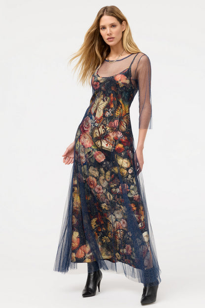 Silver Foil Mesh Dress