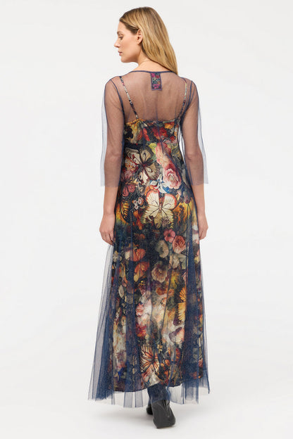 Silver Foil Mesh Dress