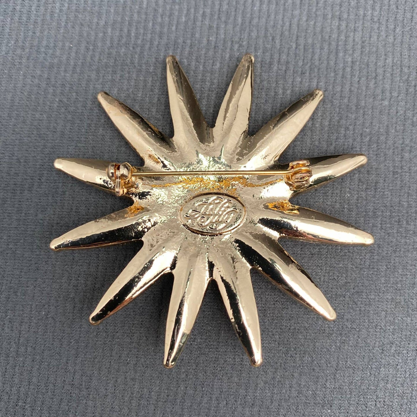 Vintage Rhinestone Inlaid Gold-plated Sun Brooch - MS