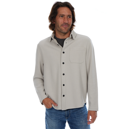 Cream Subtle Diagonal Textured Solid Shacket Shirt Jacket