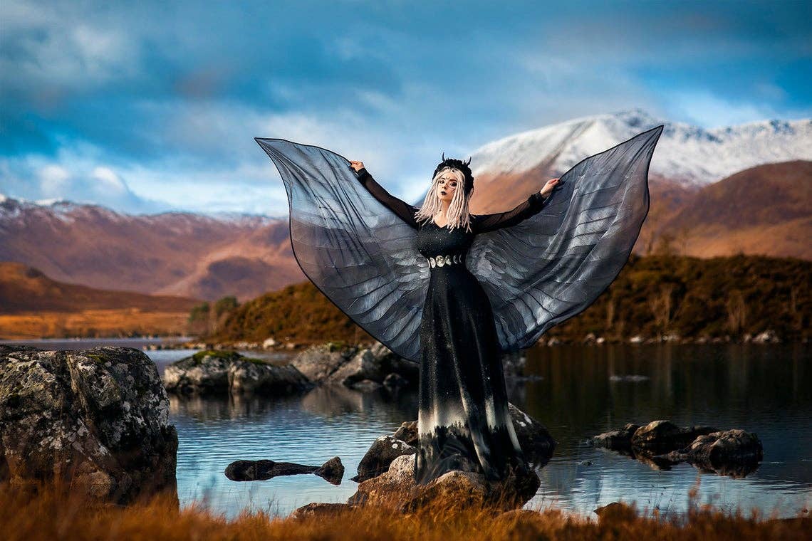 Raven Black wings halloween costume crow bird angel feathers - La De Da