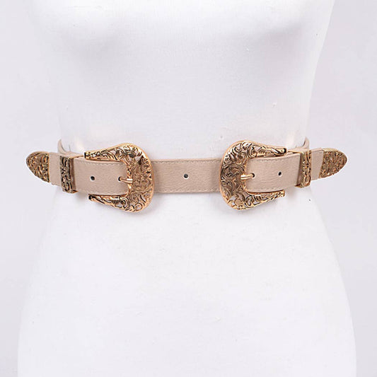 Day To Day Antique Designed Belt - Beige