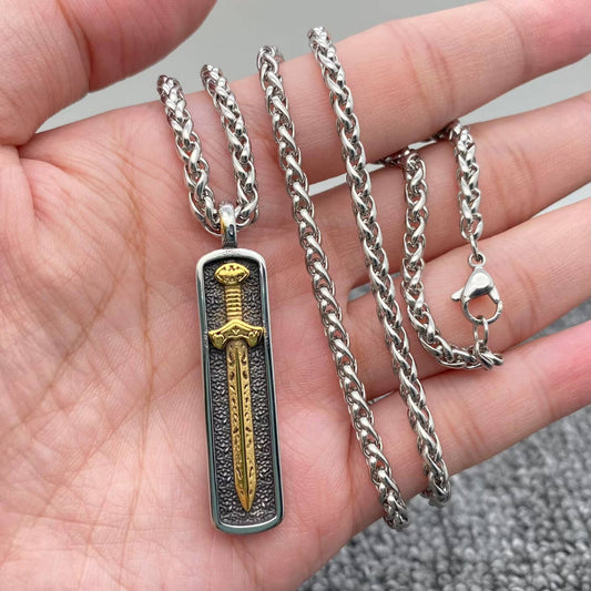 VIntage Viking Sword In The Box Charm Necklace