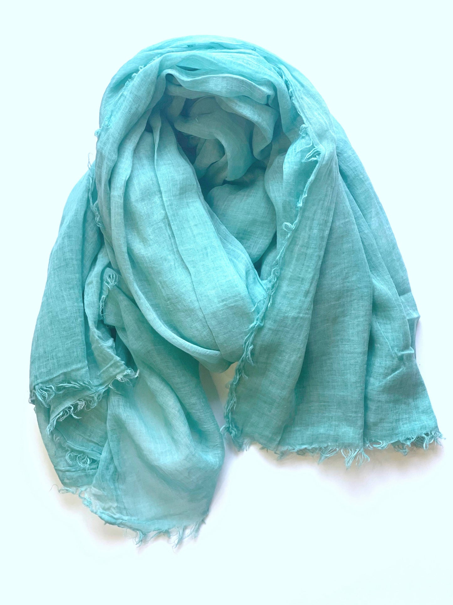 Stone Washed Cotton Scarf - Turquoise