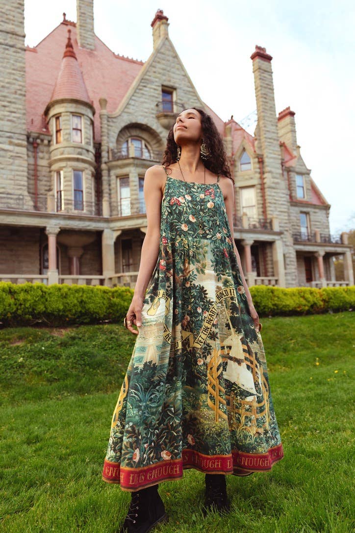 Wildheart Bohéme Long Maxi Slip Dress w/ Unicorn & Castle - L/XL (fits approx. size 12-16)