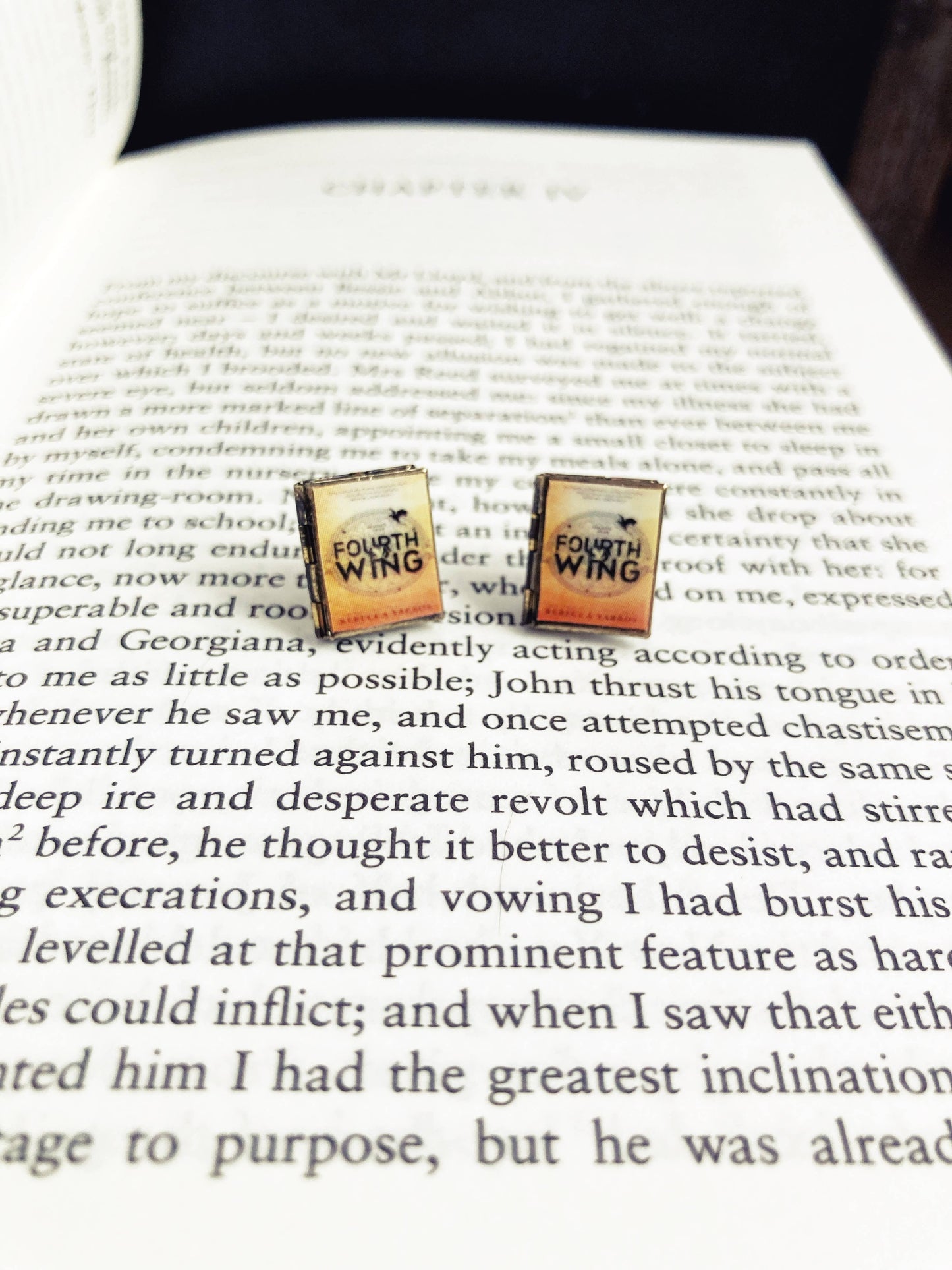 Post Earrings Book Locket Fourth Wing