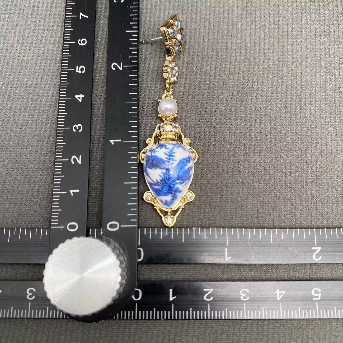 Vintage Blue-and-white Porcelain Design Post Earrings