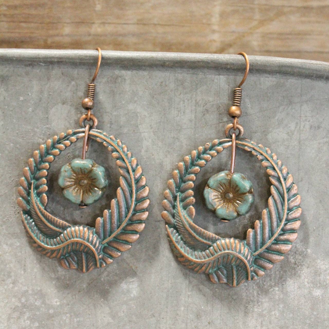 Sprouting New Leaves Patina Dangle Earrings