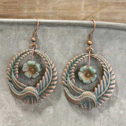 Sprouting New Leaves Patina Dangle Earrings