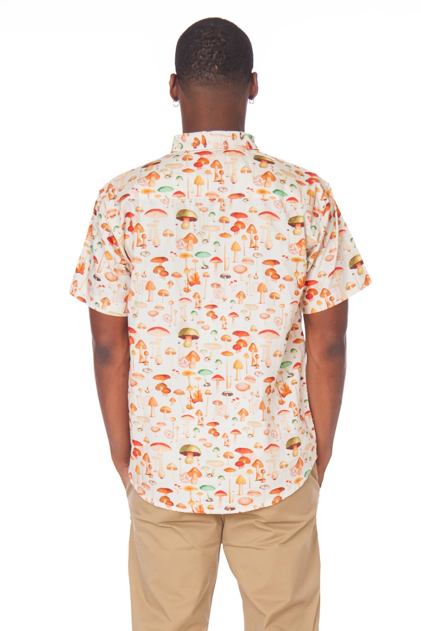 Men's Printed Woven Short Sleeve Shirt - Mushroom