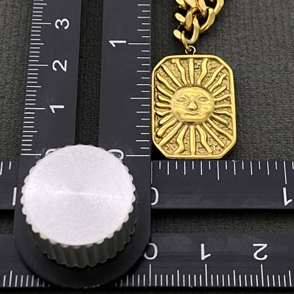 Sun Moon Star 18K Gold Plated SS Charm Necklace