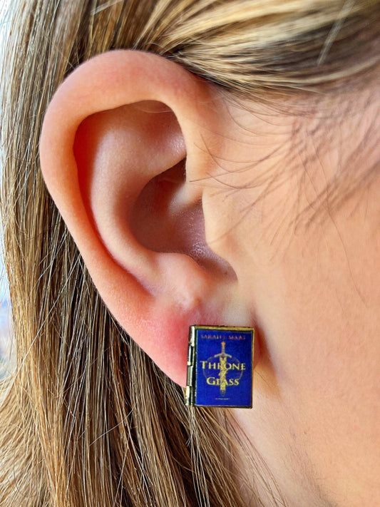Post Earrings Book Locket Throne of Glass