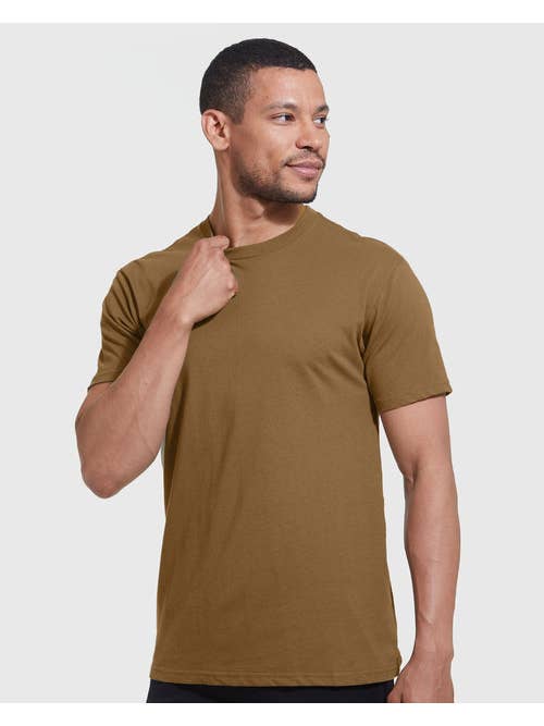 Mens Tan Short Sleeve Crew Neck T-Shirt