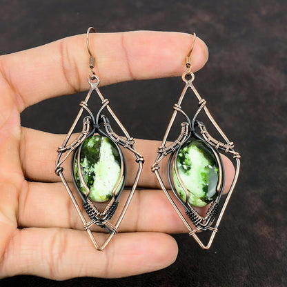 Chrome Chalcedony and Copper Earrings