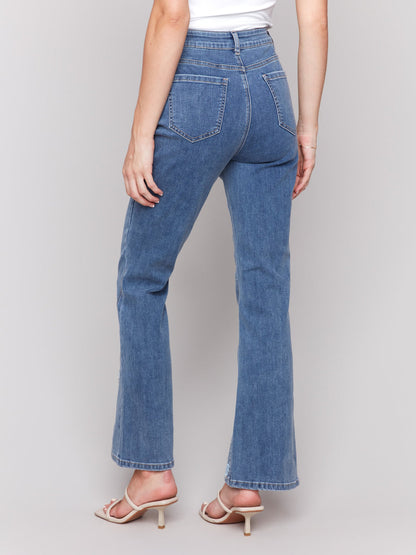 Embroidered Front Slit Pants