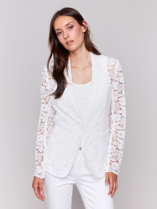 Lace Blazer- White