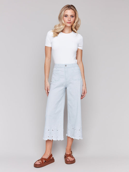 Wide Leg Crop Pant- Stripes