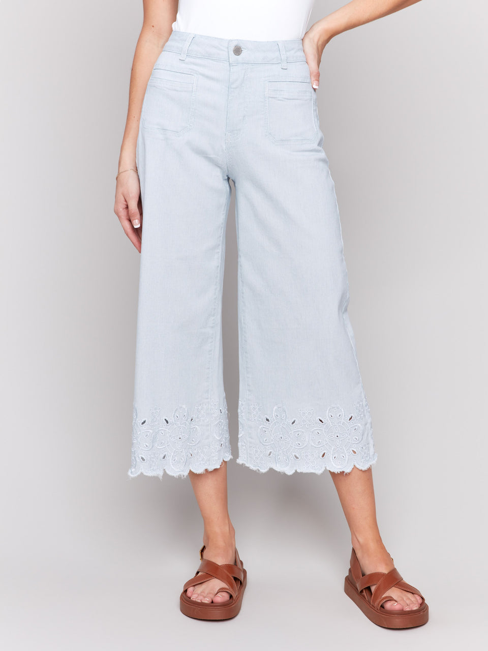 Wide Leg Crop Pant- Stripes