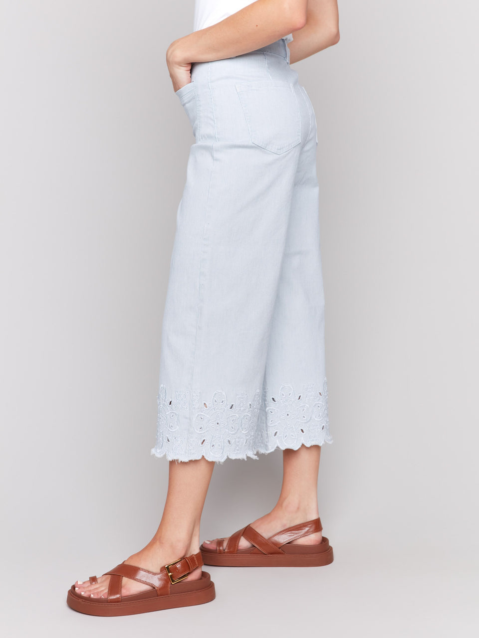 Wide Leg Crop Pant- Stripes