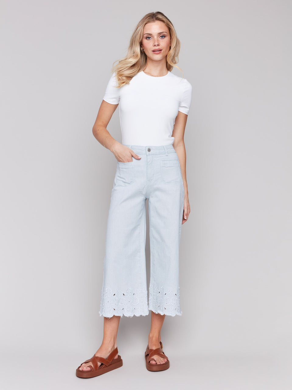 Wide Leg Crop Pant- Stripes