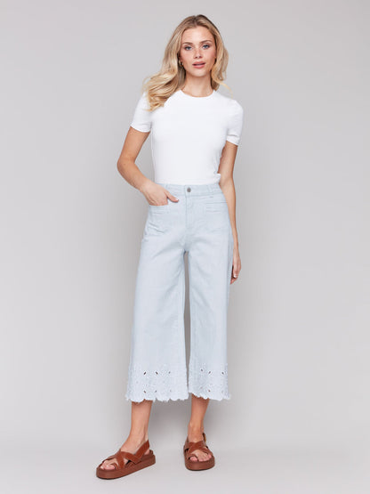 Wide Leg Crop Pant- Stripes
