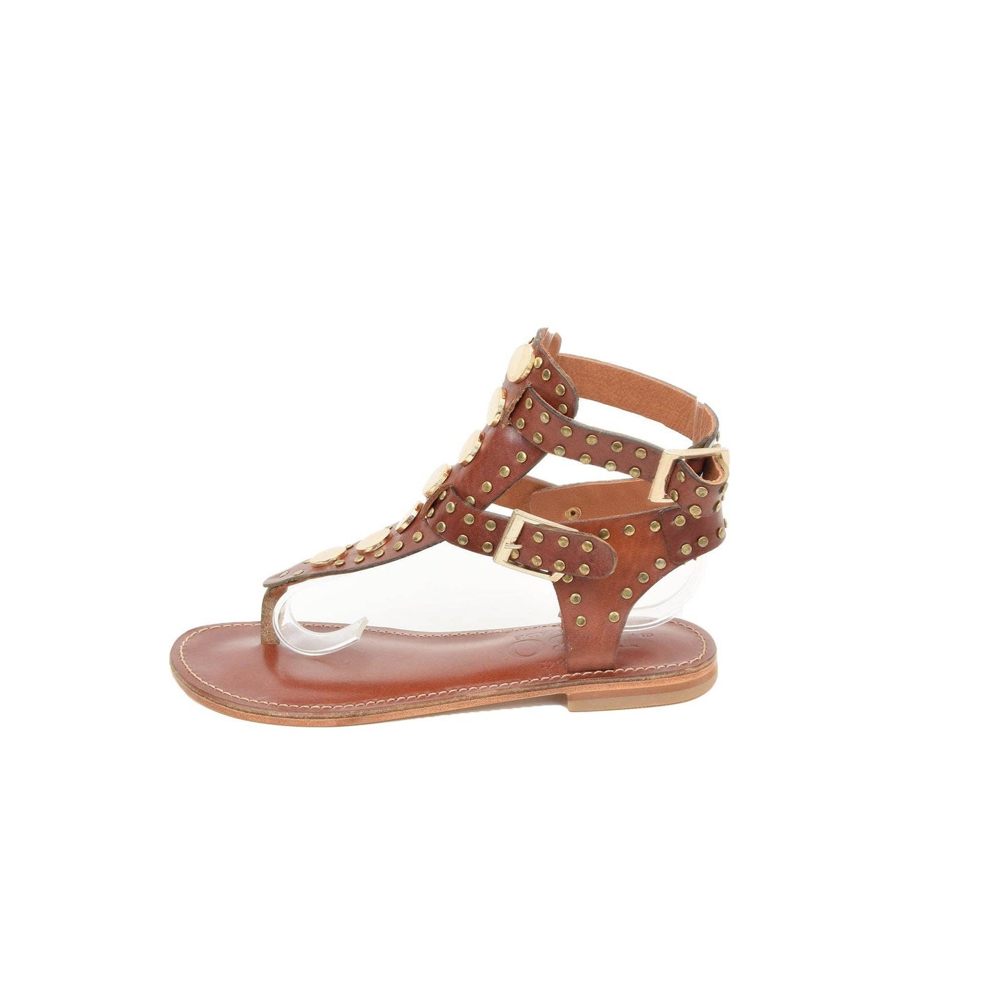 Rhea Chestnut Brown Leather Sandals