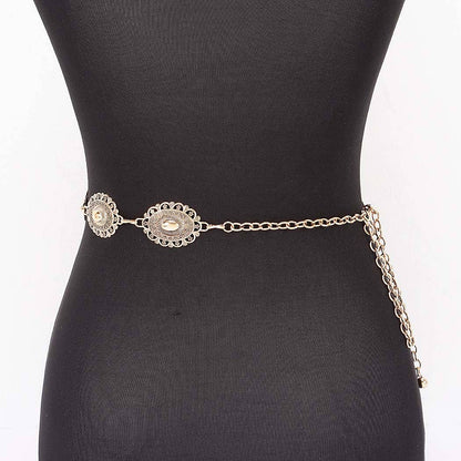 Lace Pattern Medallion Chain Belt - ATG