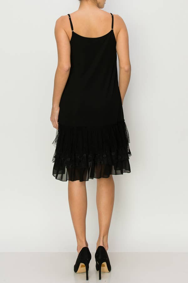 DRESS EXTENDER WITH LACE LAYER - BLACK