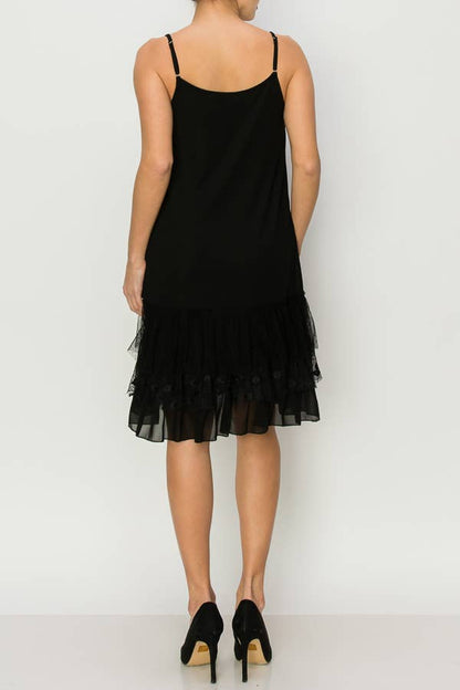 DRESS EXTENDER WITH LACE LAYER - BLACK