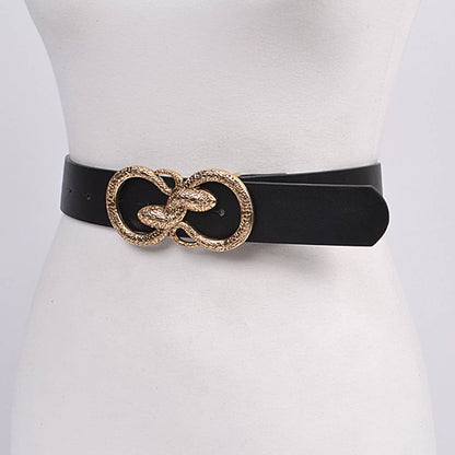 Double Snake Head Buckle Belt - Black