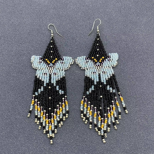 Bohemian Butterfly Pattern Seed Beads Fringe Earrings